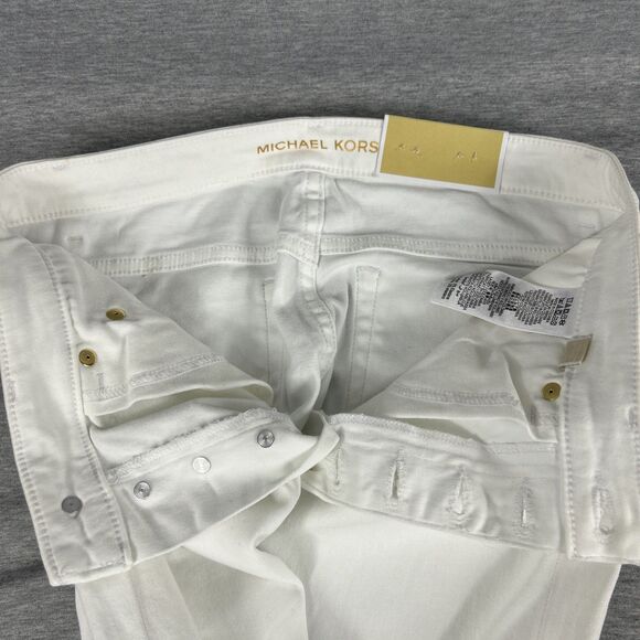 Michael Kors Selma Crop Jeans High-Rise Flare Cropped Leg Optic White Sz8 - Picture 16 of 16